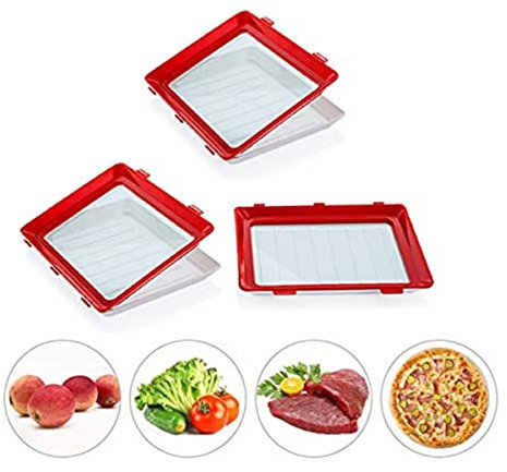 NAY Nalakey Food Preservation Tray Kreative Lebensmittelkonservierung Tablett stapelbar und wiederverwendbar Lebensmittelkonservierung Lebensmittelbehälter mit Kunststoffdeckel -BPA-frei (3pcs)