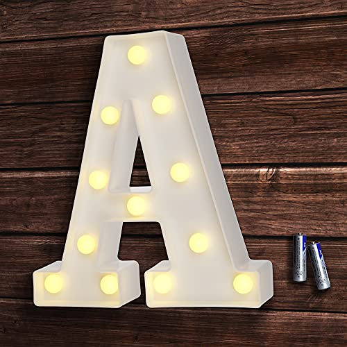 bemece LED Buchstaben Lichter Alphabet, Led leuchtbuchstabe, Led dekoration für Geburtstag Party Hochzeit & Urlaub Haus Bar - Buchstabe A