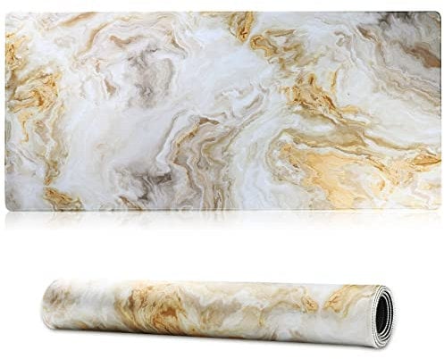 Jahosin Großes Gaming-Mauspad mit genähten Kanten,[70x30cm] Erweitertes Mauspad mit Rutschfester Naturkautschukbasis für Gamer/Desktop/Büro/Home(70x30 Marble)