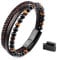 LIVLOKO Mens Bracelet Leather Black Multi-Layer Bracelet for Men Magnetic Clasp Rope Wristband Mens Gift for Boyfriend (Medium to Large 20-22cm, B. 19-22cm Black Brown Tiger-Eye Adjustable)