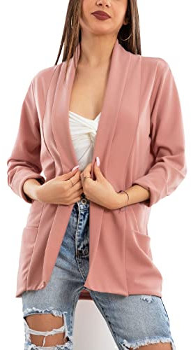 Toocool Blazer Femme Veste élégante décontractée basique simple boutonnage printemps VI-80021, Rose antique, Taille Unique