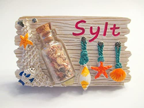 Sylt Nordsee Magnet Meer Seestern Poly Relief Souvenir Germany Muscheln !