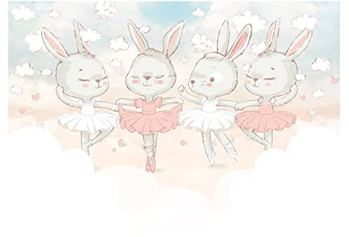 Fototapete Kaninchen Kinderzimmer Mädchen Babyzimmer Kinder Baby Märchen Wandtapete Vlies Tapete UV-Beständig Montagefertig (416x254 cm - 4 Bahnen)