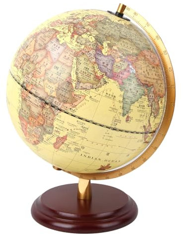 interaktiver globus, globus beleuchtet, 25cm Antique Belt lamp Weltkugeln im Retro-Stil, 25 cm, antiker dekorativer Desktop-Globus, rotierender Erdgeographie-Globus für Klassenzimmer im Home Office