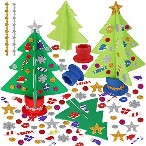 Gallop Chic Weihnachtsbaum Bastelset, Weihnachtsdeko Basteln Kinder, 6 Stück Weihnachts Bastelsets, Moosgummi Weihnachtsbasteln set deko für Winter