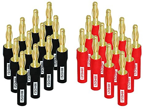 HHDZI 24K Gold Bananenstecker, kein Schweißen, Lautsprecherkabel Bananenstecker, Audio Connector Adapter, Video Receiver Audio Jack Connector