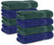 Komfortec 8er Handtücher 50x100 cm Set aus 100% Baumwolle, Frottee, Weich, Dunkelgrün/Navyblau