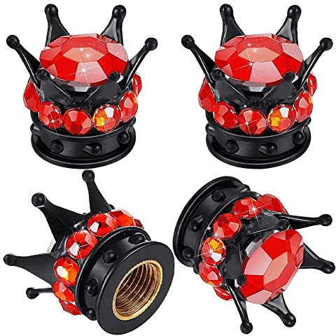 Stakee 4pcs Autoradventilkappe Kronen Reifen Ventilkappe Autoradstaubkappen Universal Reifenkappe Autoradzubehör