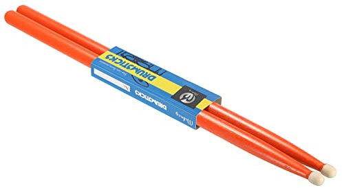 PATIKIL Arce Madera Baquetas Antideslizante Tambor Palo 5A Naranja 1 Par para Percusión Musical Instrumento Percusión