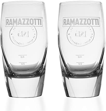 Albellion 2 Stück Original Ramazzotti Crema Signature Gläser Glas mit Relief 1815 Logo, Transparent