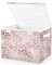 Mnsruu Storage Boxes with Lids, Rose Gold Leopard Print Pink Large Storage Basket Organizer Shelves Cube Bin Toy Clothes Underbed