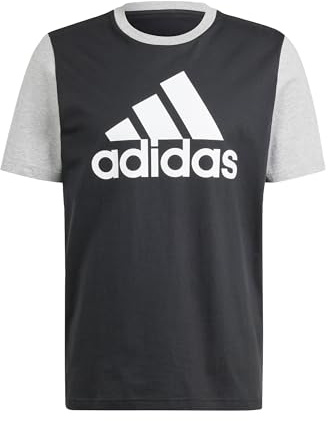 adidas Herren Essentials Single Jersey Big Logo Tee, Black/Medium Grey Heather, M