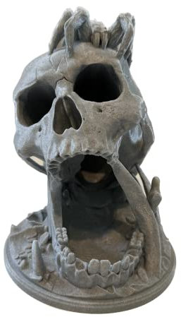 LAYERSMITH® D&D Würfelturm als Totenkopf mit Spinne [Made IN Germany] in Farbe Granitgrau aus Biokunststoff, Dice Tower für großartige Atmosphäre
