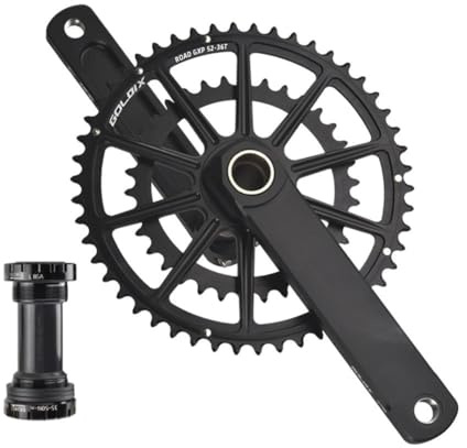 LSRRYD Fahrrad Kurbel Garnitur 165mm 170mm 172.5mm 175mm Hohle Integrierte Crankset 50-34T 52-36T 53-39T for 9/10/11/12 Fach mit Tretlager