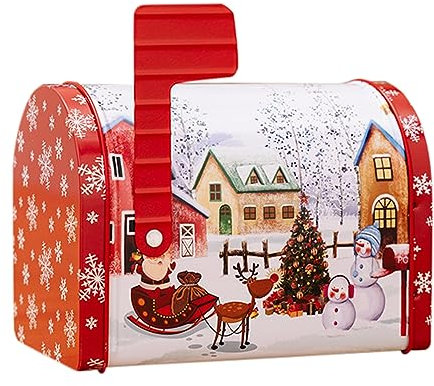 Weihnachtsdekorationsartikel, Weihnachtsmann-Briefkasten: Metall-Geschenkbox, Süßigkeitenbehälter, Geschenkhalter und Ornament Organizer Büro (D, One Size)