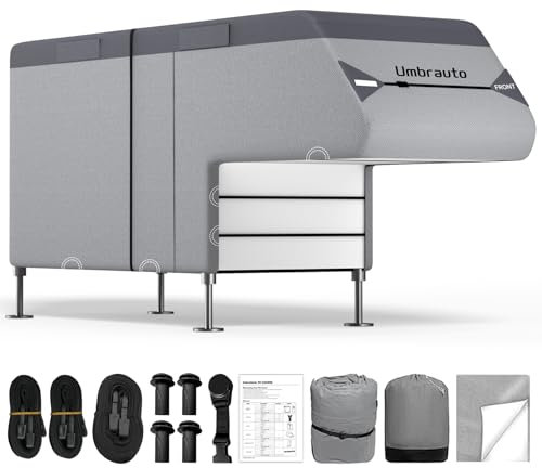 Umbrauto LKW-Wohnmobil-Abdeckung, 7-lagig, reißfest, für Wohnmobile, Wohnmobile, Ganzjahresschutz mit Dachrinnenabdeckung, winddichte Gurte, passend für 3,4 - 30,5 cm Camper