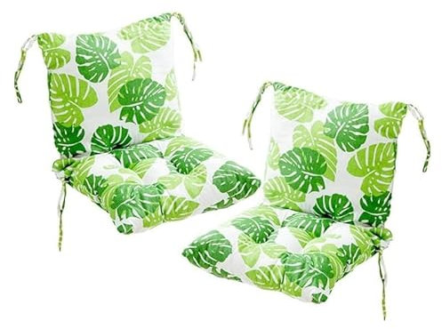 40X80cm 2 Stück Stuhlkissen mit Rückenteil Sitz, Rückenkissen mit Bänder, Niedriglehner Auflage Polsterauflage Gartenstuhl, Polsterauflage Auflage für Stühle/Bänke in Haus und Garten Sitzkisse