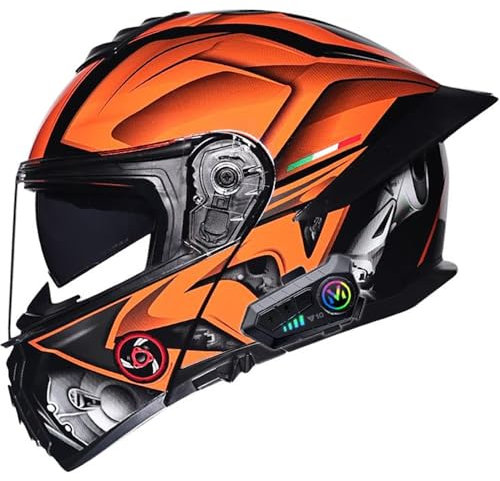Motorradhelm mit Bluetooth, Klapphelm Modularer Helm mit Doppelvisier, ECE-geprüfter Sturzhelm Erwachsene Damen und Herren, mit Lautsprechermikrofon Geräuschunterdrückung