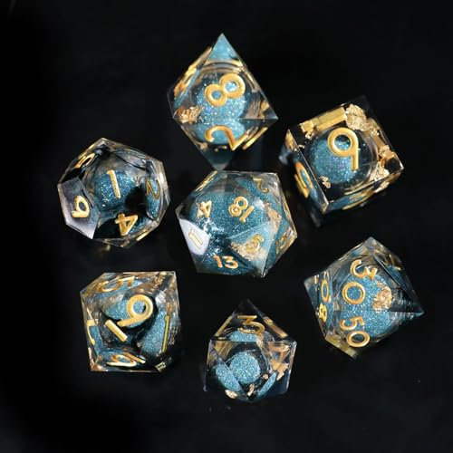 Dadi Set D&D Particolari 7 Pezzi Sabbie mobili Dadi da Gioco Resina DnD Dice Bordi Affilati Lancia Dadi per Dungeons and Dragons Pathfinder RPG Magic the Gathering con Confezione Regalo