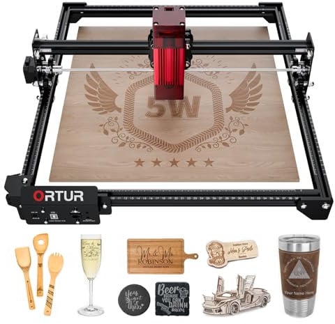 ORTUR OLM2 S2 Laser Graviermaschine, 5.5W Laserleistung Gravurmaschine, Festem Fokus Komprimierter Spot, Augenschutz, Laser Cutter und Graviermaschine für Holz Metall (Kurz Fokussierung)