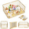 Laufstall Baby mit Matratze,Laufstall Baby 160x180cm,XXL Laufgitter für Baby & Kleinkind aus hellem Fichten holz mit Sicheres Schutzgitter,Aktivitätscenter für Kinder Laufgitter Baby Faltbar