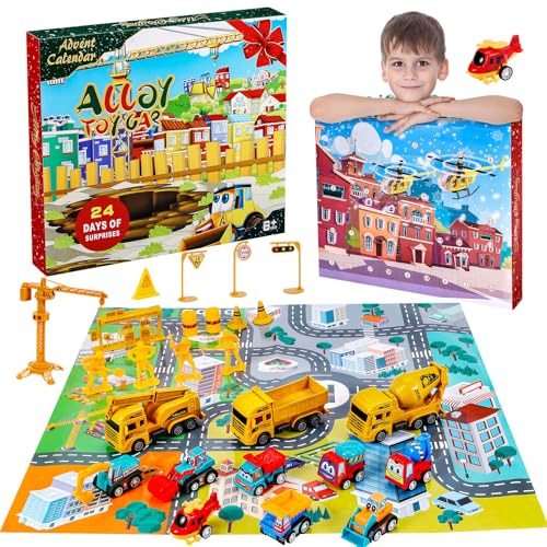 Adventskalender 2025, Adventskalender für Kinder mit 24 nummerierten Türchen, 24-Tage Weihnachten Advent Countdown Kalender, für Geschenke Weihnachten und Baustelle Spielzeug ab 14+ Jahre Kinder