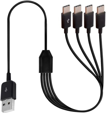 Multi USB C Splitter Y Kabel, 3 in 1 USB 2.0 Typ A Stecker zu 3 Typ C Stecker Kabel Unterstützt Aufladung und Datenübertragung für i/Phone 15 Plus Pro Max, Galaxy S24/S23/S22, Huawei P40/P30 (4 USB C)
