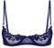 Raenseen Women's 1/4 Cup Sheer Lace Bra Unlined Tops Push Up Underwired Sponge No Padded Bralette Navy Blue S