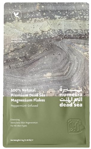 Numeira Totes Meer Salz Magnesium Bad und Einweichen, Entspannendes Magnesium Badesalz aus Jordanien, Pfefferminz Infundiert Magnesiumchlorid Flocken für Baden, 1kg