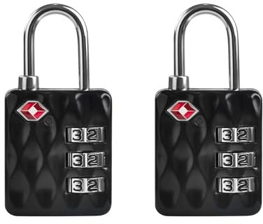 UP Security Cadenas TSA pour bagages, cadenas à combinaison 3 chiffres pour casier, petit cadenas à code pour valise, unité de rangement, clôture extérieure, fermeture éclair (Noir+Noir)