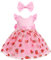 IDOPIP Manches Volantes Enfant Fille Robe Bébé Fille Ligne A Tulle Tutu Robe avec Tête De Soirée Robe de Mariée Robes De Fête Sequins étoiles Fraises Broderie De Fleurs Rose 2-3Y