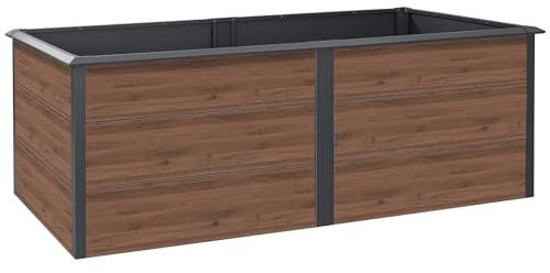 Zelsius Hochbeet für Garten, Terrasse oder Balkon Anthrazit RAL 7016 | 200 x 100 x 77 cm, Walnuss Holzoptik | Gemüsebeet, Blumenbeet, Pflanzbeet, Pflanzkasten, Blumenkasten, Gartenbeet