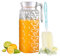 1Pcs 1.1 Liter Caraffe Brocche Plastica con Coperchio e Manico, Caraffa Acqua in Acrilico, Brocca Plastica Trasparente per Frigorifero, Infrangibile, Caraffa Plastica per tè Freddo, Limonata
