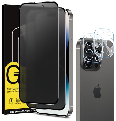 Coiwxmoi Matt Sichtschutz Panzer Schutz Glas für iPhone 14 Pro Max und Kamera Glasfolie [2+2 Stück], Matte Sichtschutzfolie 9H Härte HD Anti-Spy Schutzfolie Blendschutz Anti-Fingerabdruck Kratzfest