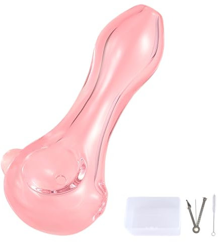 LIVBTS Handgefertigte Mini-Glaspfeife in Rosa – tragbare Pfeife mit 3-in-1-Zubehör und Aufbewahrungskoffer (Einzelpackung)