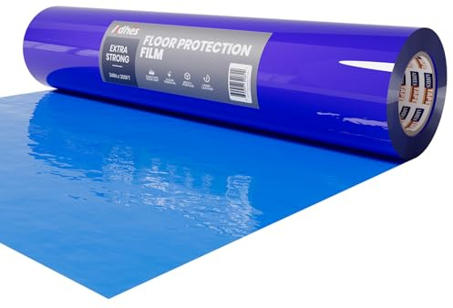 ADHES Self Adhesive Floor Protection Film 600MM x 61M Heavy Duty Puncture | Resistant & Waterproof Protective Floor Plastic Film for Hardwood, Tile, Vinyl, and Marble Floors