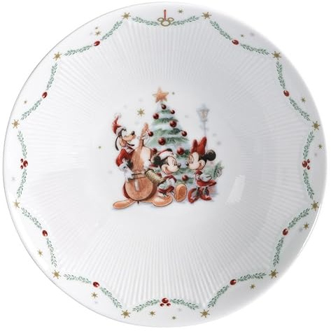 Fyrklövern Micky, Minnie & Pluto Schale Disney, 19 cm, Porzellan, Spülmaschinenfest, Weihnachten, Weiß
