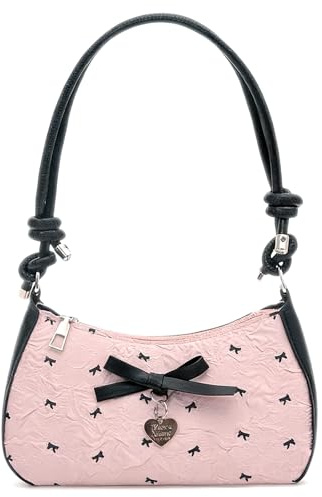 KASESSS Schultertasche Handtasche Damen Französisch Sling Bag Damen Taschen mit Schleifen Verstellbar Shoulder Bag Women Elegant Bags for Women, Handbag für Frauen Mädchen Dating Reisen Party, Rosa
