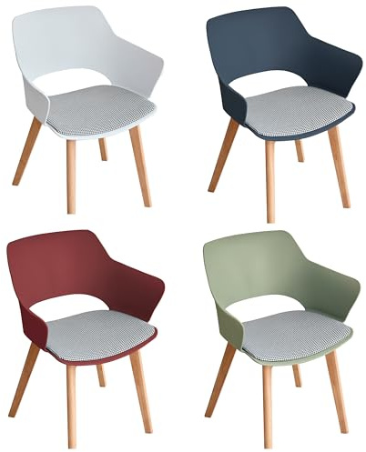 GrandCA HOME 4er-Set Nordischen Küchenstühlen, Esszimmerstuhl mit Massivholzbeinen, Gepolsterte Stühle für Schlafzimmer, Wohnzimmer, Küche, Mischen,Mix-1-N