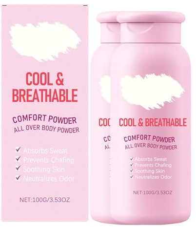 2PCS Comfort Powder: Talc Free Anti Chafe Body & Foot Dusting Powder Deodorant to Control Inner Thigh Chafing, Private Areas, Against Moisture, Chafing & Odor (2)