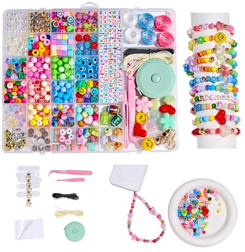 TOVABA Armbänder Selber Machen Set – Bunte Perlen Für Armbänder, Halsketten, Freundschaftsarmbänder & Handy Anhänger, Kreatives Bastelset Für Alle Altersgruppen