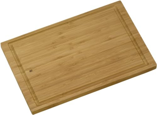 WMF Schneidebrett Bambus natur, 38 x 25 x 1,9 cm, Hackbrett, Bambus Brett, Holzbrett rechteckig, Schneidebrett Holz, Tranchierbrett mit Saftrille, Küchenbrett klingenschonend