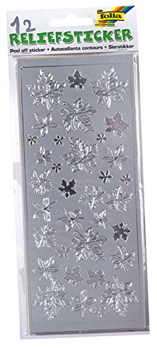 folia 1214 - Relief Sticker, Ganzjahresset, gold und silber sortiert, 12 Blatt - ideal zum Verzieren von Grußkarten, Bastelarbeiten, Scrapbooking