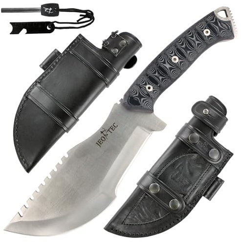 JEO-TEC Nº51 Coltello a Lama Fissa per Bushcraft Sopravvivenza Caccia Pesca Campeggio e Outdoor, Lama 16 cm Acciaio Inossidabile con Guaina, Fatto in Spagna