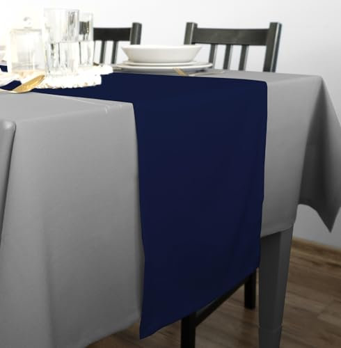 Rollmayer Hochwertiger Tischläufer Tischwäsche Uni einfarbig Pflegeleicht Kollektion Vivid, Farbe & Größe wählbar 21 Farben zur Auswahl, Produkt für den täglichen Gebrauch (Dunkel Blau 16, 40x180cm)
