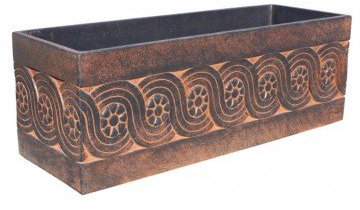 AnaParra Jardinera Rectangular Moderna en hormigón aligerado para Exterior Cenefa 100X35X38cm. Arlequin Óxido