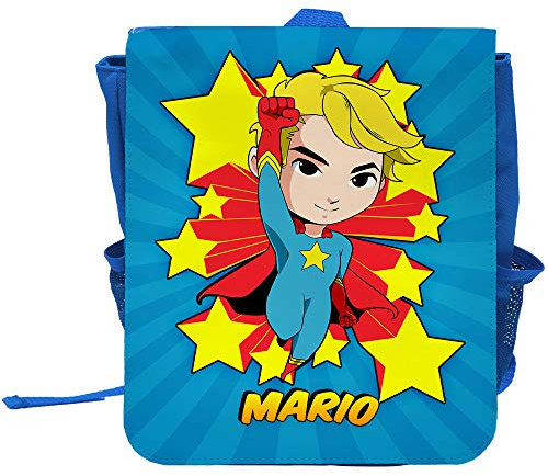 Kinder-Rucksack mit Namen Mario und Motiv mit Superheld für Jungen