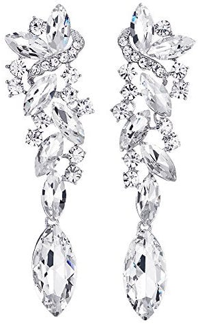 Art Deco Hochzeit Braut Partei Strass Marquise Cluster Chandelier Kronleuchter Baumelnde Lange Statement Ohrringe