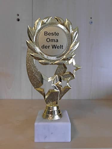 Pokal Beste Oma der Welt Geburtstag - Sportpokal - Gr. 19,5 cm - Trophäe - Geschenk - Pokale - mit Gravur - (A1)