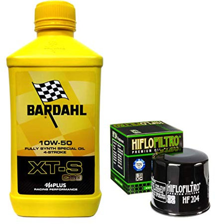 Kit tagliando Motocar XTS C60 10W50 4T - Filtro olio HifloFiltro HF204 per Yamaha YZF R6 600 2006 2007